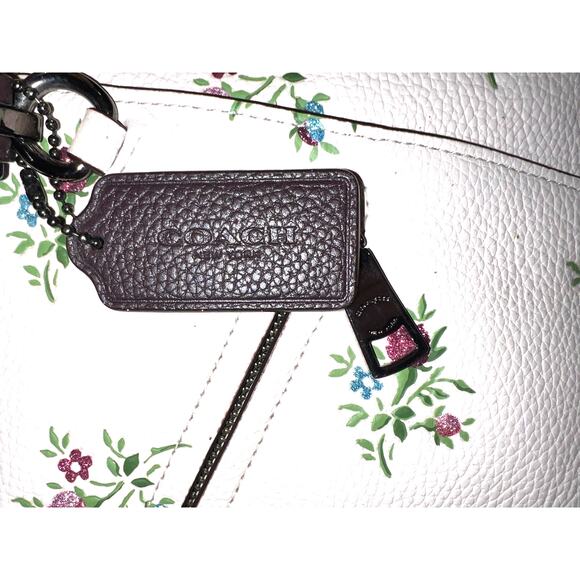 Prairie Satchel With Cross Stitch Floral Print Pebbled white leather with floral - Picture 9 of 12